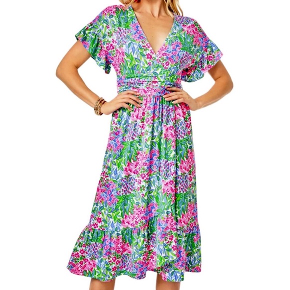 Lilly Pulitzer Juliet Ruffle Midi Dress Multi A Cherry On Top NWOT size S -  coffeafoods.com
